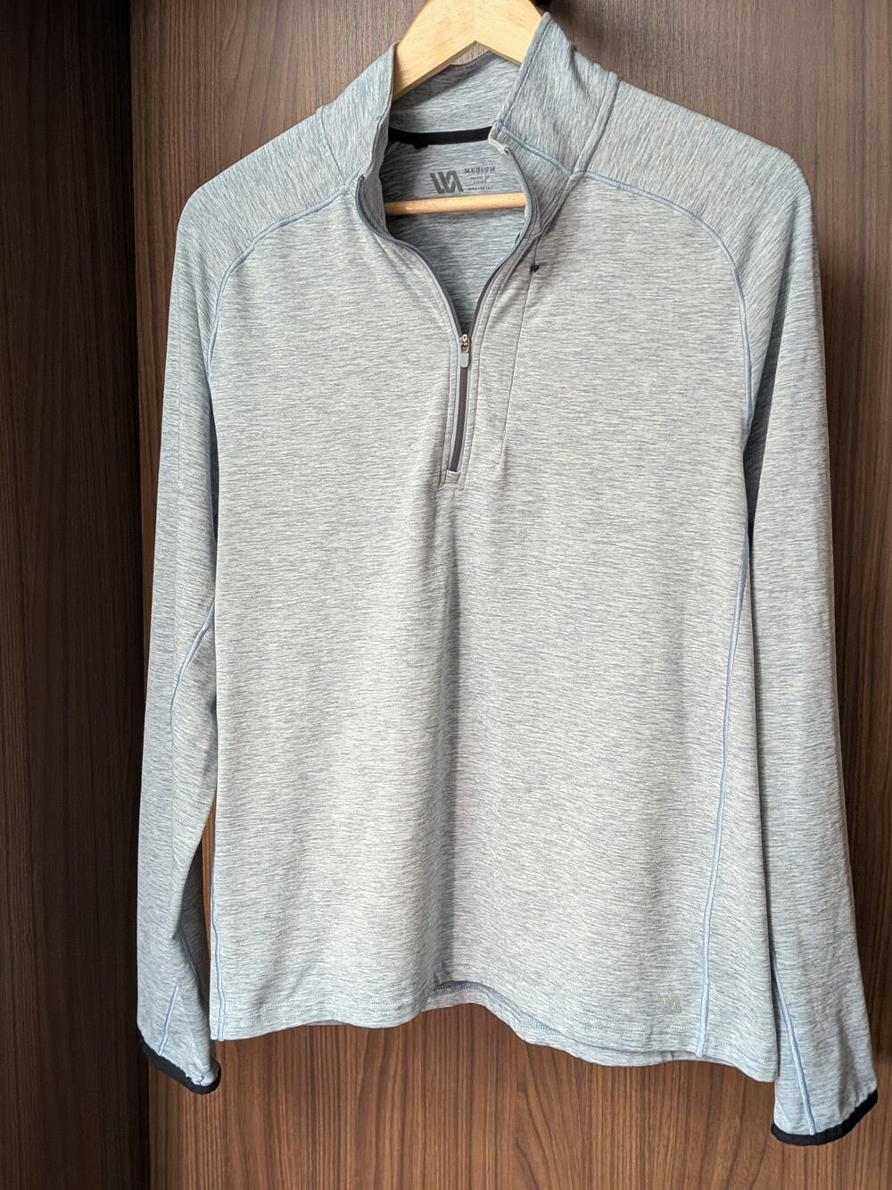 VRST Mens Quarter Zip Pullover Heathered Gray Performance Gym Shirt M RN104141